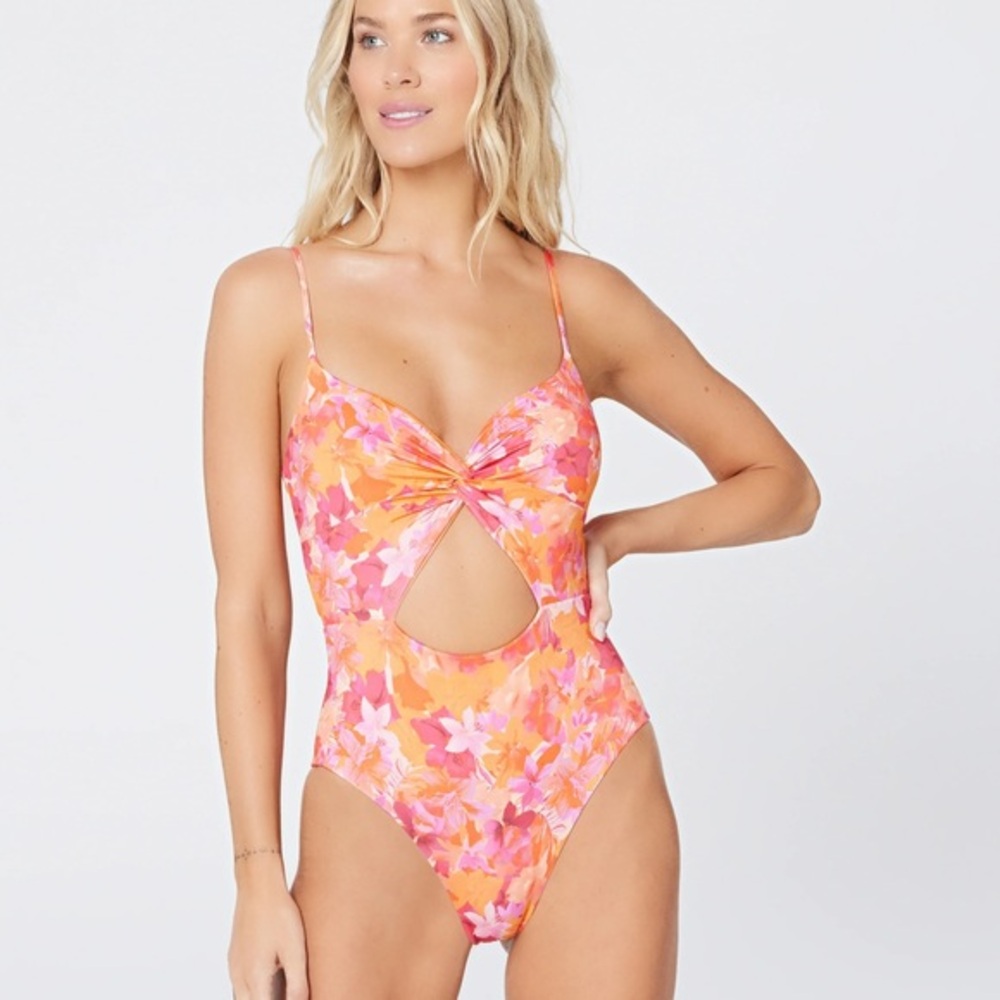 NWT L*Space Kyslee Orange‎ Pink Floral Printed Monokini One Piece